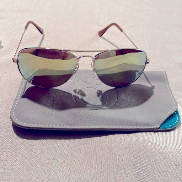 Ellison Aviator Style Men’s Women’s Gold Metal Mirror Lens Sunglasses & Case - Picture 4 of 10